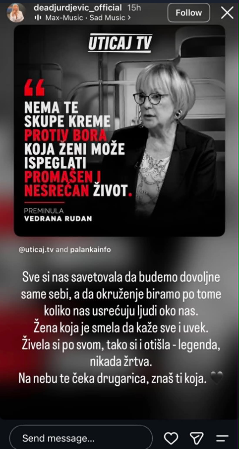 ФОТО: „На небото те чека другарка, знаеш ти која” – Водителката која помина низ хорор се прости од Ведрана Рудан