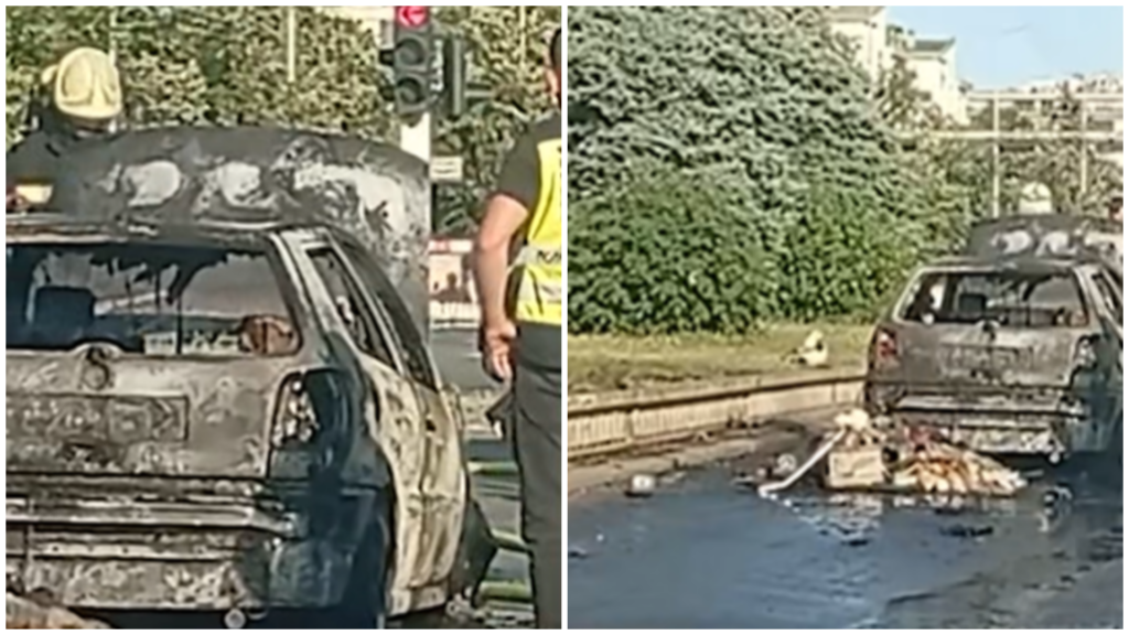 (ВИДЕО) Целосно изгоре автомобил во Аеродром